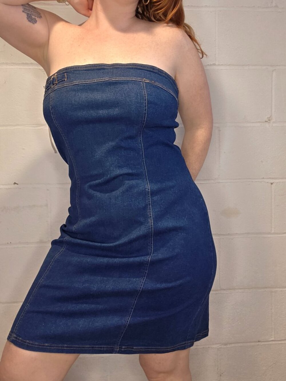 Deadstock xhilaration McBling Western Coquette Denim Strapless Bodycon Dress